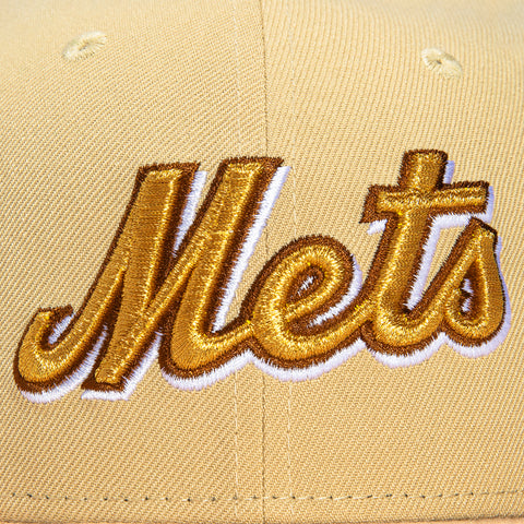 New Era 59Fifty New York Mets 40th Anniversary Patch Word Hat - Tan, Peach, Metallic Gold