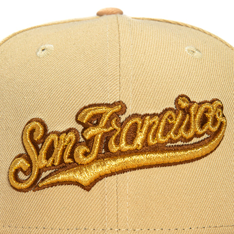 New Era 59Fifty San Francisco Giants 60th Anniversary Patch Script Hat - Tan, Peach, Metallic Gold