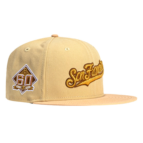 New Era 59Fifty San Francisco Giants 60th Anniversary Patch Script Hat - Tan, Peach, Metallic Gold