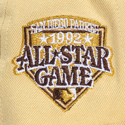 New Era 59Fifty San Diego Padres 1992 All Star Game Patch Word Hat - Tan, Peach, Metallic Gold