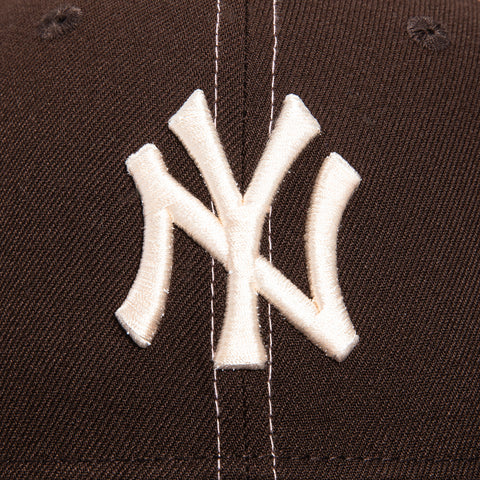 New Era 59Fifty Pink Contrast Stitch New York Yankees 75th Anniversary Stadium Patch Hat - Brown