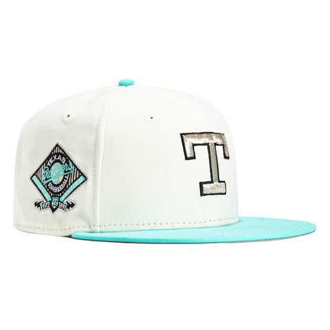 New Era 59Fifty Blue Tint Texas Rangers Arlington Stadium Patch Hat - White, Mint
