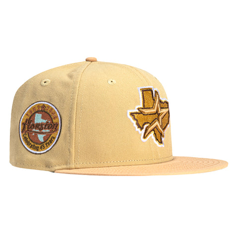 New Era 59Fifty Houston Astros 45 Years Patch Alternate Hat - Tan, Peach, Metallic Gold
