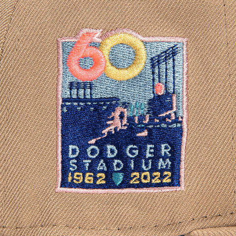 New Era 59Fifty Los Angeles Dodgers 60th Anniversary Stadium Patch Upside Down Hat - Tan, White