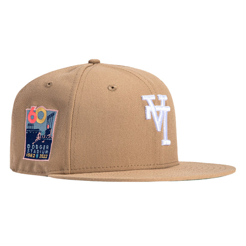 New Era 59Fifty Los Angeles Dodgers 60th Anniversary Stadium Patch Upside Down Hat - Tan, White