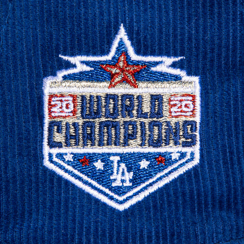New Era 59Fifty Corduroy Los Angeles Dodgers 2020 World Series Champions Patch Upside Down Hat - Royal, White