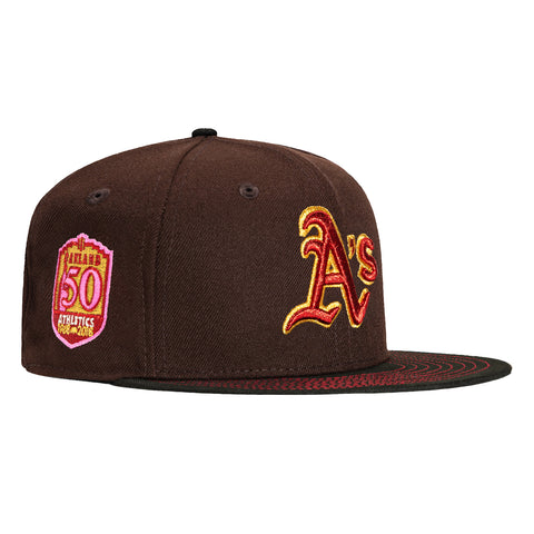 New Era 59Fifty Sweethearts Oakland Athletics 50th Anniversary Patch Hat - Brown, Black, Red, Pink