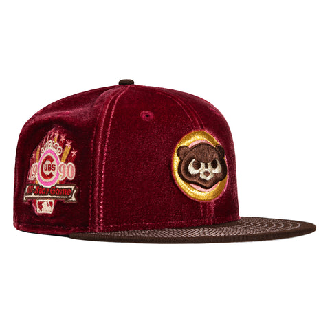 New Era 59Fifty Sweethearts Chicago Cubs 1990 All Star Game Patch Alternate Hat - Cardinal, Brown, Pink, Metallic Gold