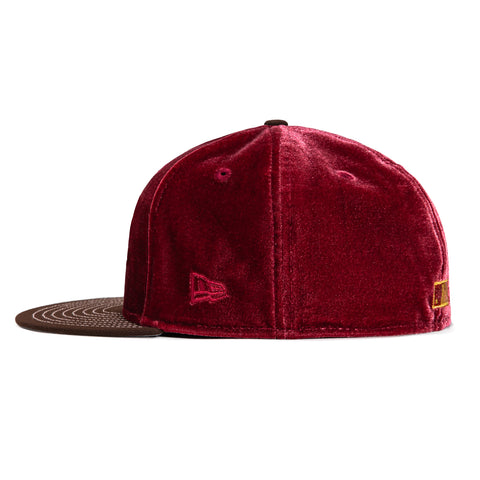 New Era 59Fifty Sweethearts Cleveland Guardians Jacobs Field Patch I Hat - Cardinal, Brown, Pink, Metallic Gold
