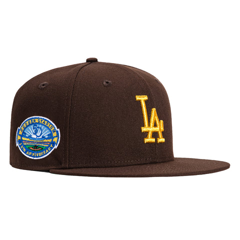 New Era 59Fifty Gold Rush Los Angeles Dodgers 50th Anniversary Stadium Patch Hat - Dark Brown, Metallic Gold