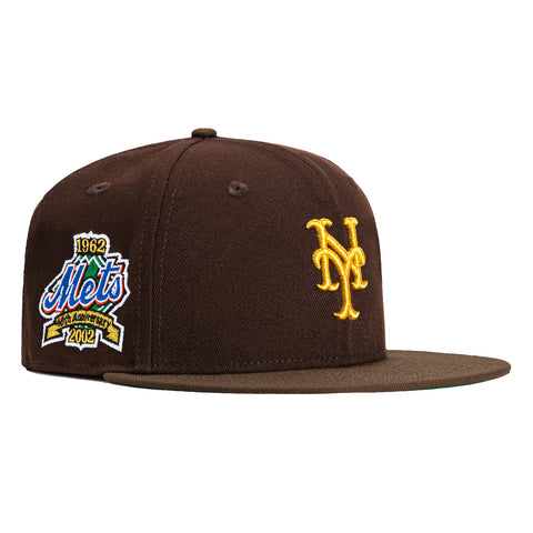 New Era 59Fifty Gold Rush New York Mets 40th Anniversary Patch Hat - Dark Brown, Brown, Metallic Gold