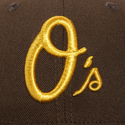New Era 59Fifty Gold Rush Baltimore Orioles 25th Anniversary Stadium Patch Alternate Hat - Brown, Metallic Gold