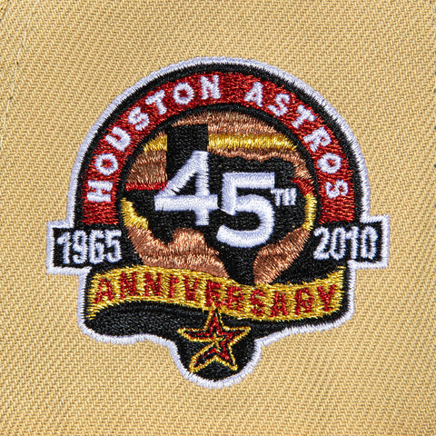 New Era 59Fifty Gold Rush Houston Astros 45th Anniversary Patch Word Hat - Tan, Brown, Metallic Gold