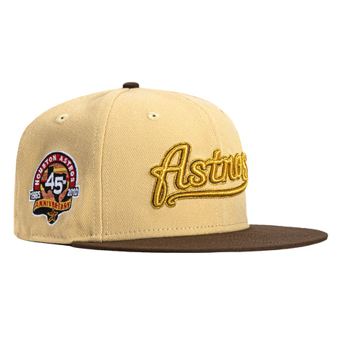 New Era 59Fifty Gold Rush Houston Astros 45th Anniversary Patch Word Hat - Tan, Brown, Metallic Gold