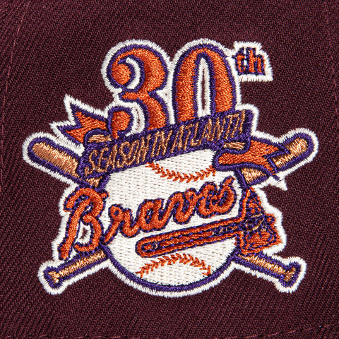 New Era 59Fifty Bordeaux Atlanta Braves 30th Anniversary Patch Hat - Maroon