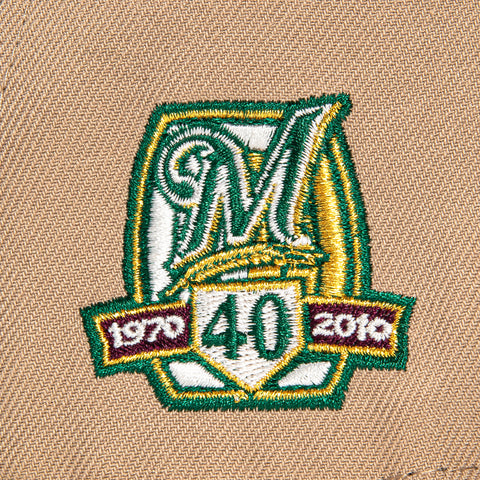 New Era 59Fifty Milwaukee Brewers 40th Anniversary Patch Hat - Khaki, Maroon