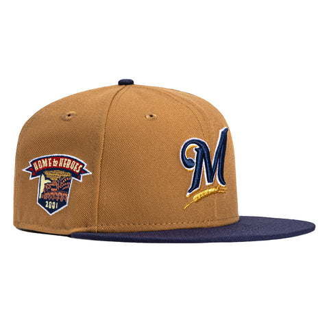 New Era 59Fifty Milwaukee Brewers Home to Heroes Patch Hat - Khaki, Light Navy