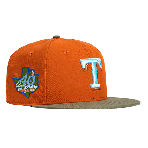 New Era 59Fifty Texas Rangers 40th Anniversary Patch Hat - Burnt Orange, Olive