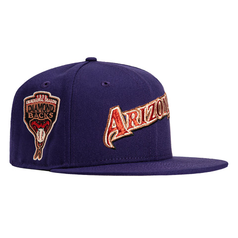New Era 59Fifty Arizona Diamondbacks Inaugural Patch Word Hat - Purple, Red, Metallic Copper