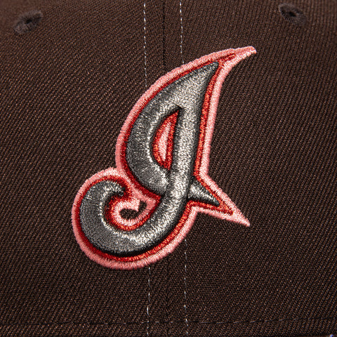 New Era 59Fifty Pink Contrast Stitch Cleveland Guardians Jacobs Field Patch I Hat - Brown