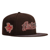 New Era 59Fifty Pink Contrast Stitch Houston Astros Alternate Logo Patch Word Hat - Brown
