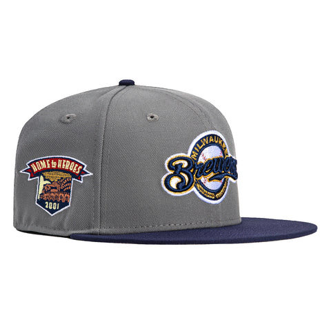New Era 59Fifty Milwaukee Brewers Home to Heroes Patch Hat - Storm Grey, Light Navy