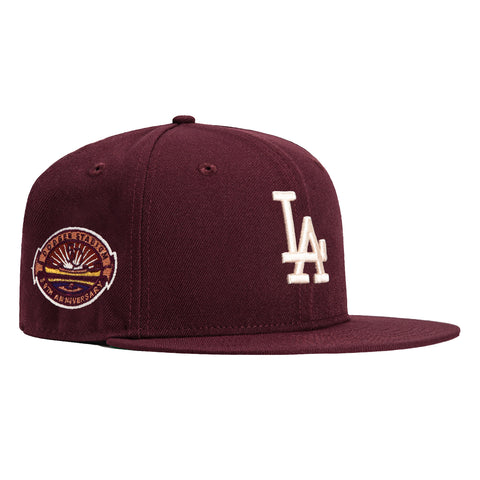 New Era 59Fifty Bordeaux Los Angeles Dodgers 50th Anniversary Stadium Patch Hat - Maroon