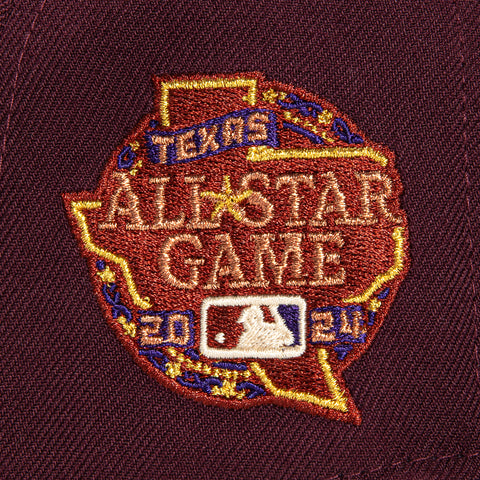 New Era 59Fifty Bordeaux Texas Rangers 2024 All Star Game Patch Hat - Maroon