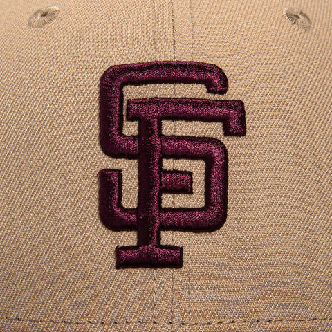 New Era 59Fifty San Francisco Giants 25th Anniversary Patch Hat - Khaki, Maroon