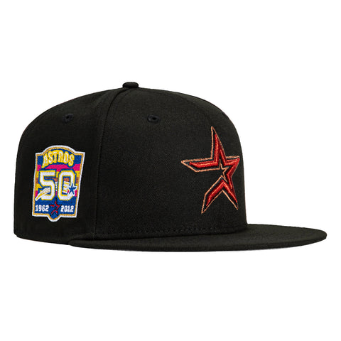 New Era 59Fifty Houston Astros 50th Anniversary Patch Hat - Black, Red, Metallic Copper