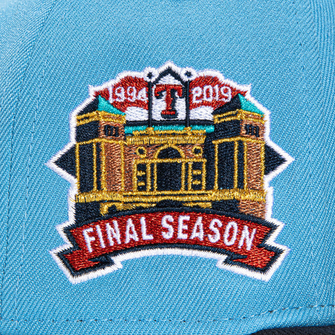 New Era 59Fifty Texas Rangers Final Season Patch Word Hat - Light Blue, Navy