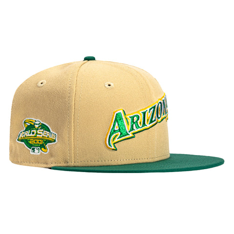 New Era 59Fifty Arizona Diamondbacks 2001 World Series Patch Word Hat - Tan, Green, Gold