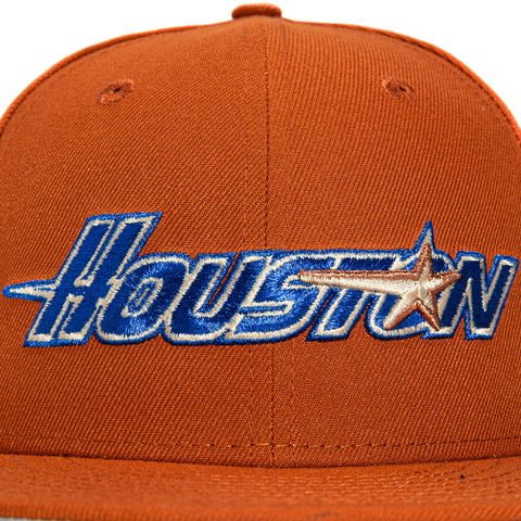 New Era 59Fifty Houston Astros 35th Anniversary Patch Word Hat - Burnt Orange, Royal, Metallic Copper