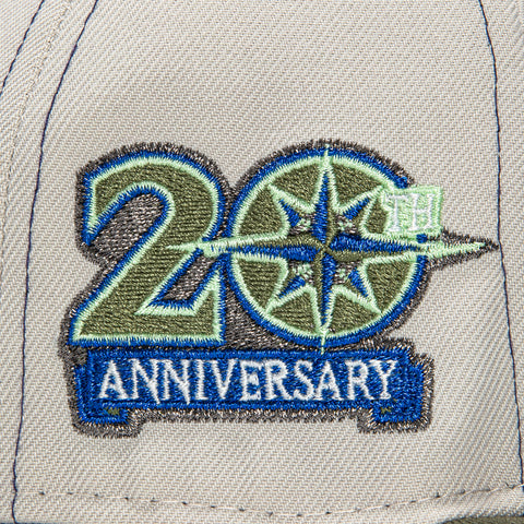 New Era 59Fifty Contrast Stitch Seattle Mariners 20th Anniversary Patch Logo Hat - Stone, Olive, Royal