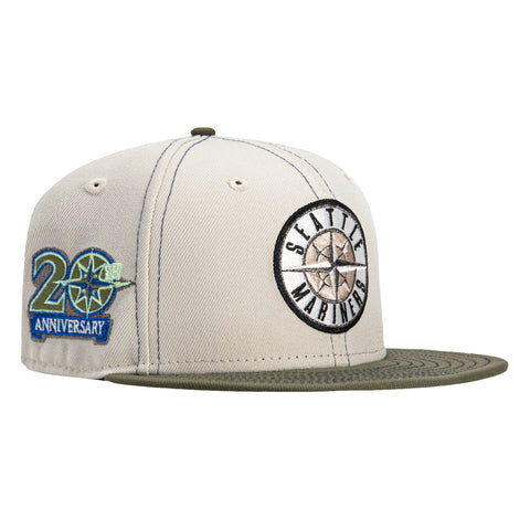 New Era 59Fifty Contrast Stitch Seattle Mariners 20th Anniversary Patch Logo Hat - Stone, Olive, Royal