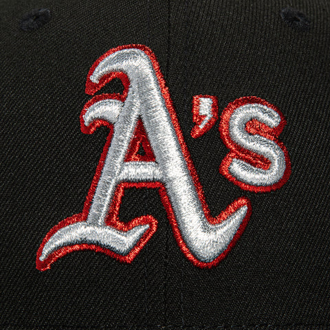 New Era 59Fifty Oakland Athletics 50th Anniversary Patch Hat - Black, Metallic Silver, Red