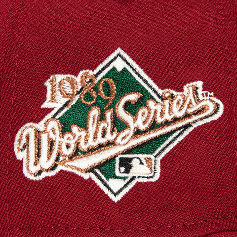 New Era 59Fifty Oakland Athletics 1989 World Series Patch Hat - Brick, Metallic Copper