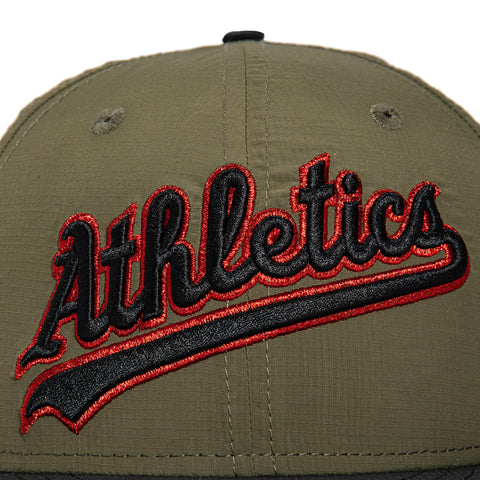 New Era 59Fifty Oakland Athletics Battle of the Bay Patch Script Hat - Olive, Black, Red