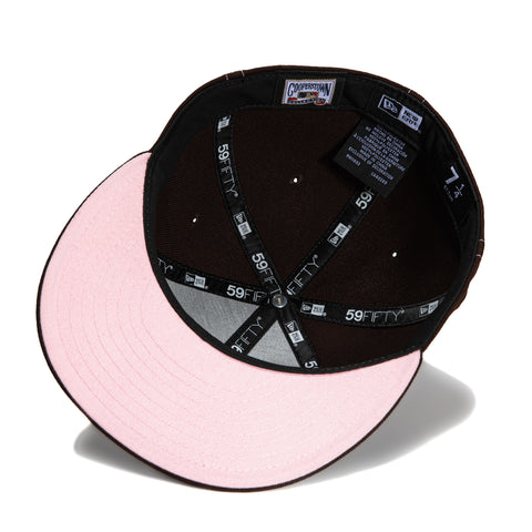 New Era 59Fifty Pink Contrast Stitch Los Angeles Angels 2010 All Star Game Patch Upside Down Hat - Brown