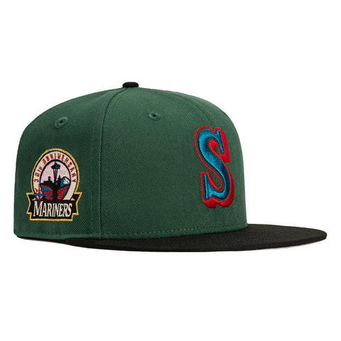 New Era 59Fifty Seattle Mariners 30th Anniversary Patch Hat - Green, Black, Indigo, Red