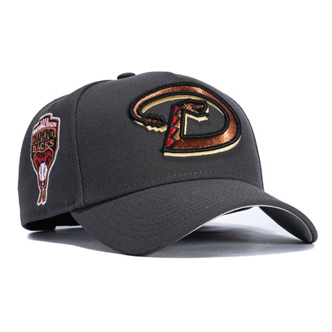 New Era 9Forty A-Frame Arizona Diamondbacks Inaugural Patch D Snapback Hat - Graphite, Metallic Copper New Era