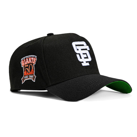 New Era 9Forty A-Frame San Francisco Giants 50th Anniversary Patch Snapback Hat - Black, White
