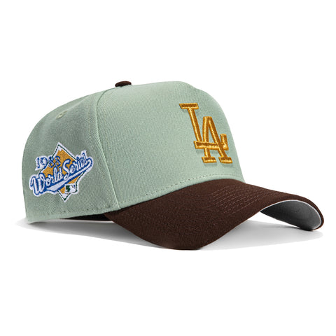 New Era 9Forty A-Frame Los Angeles Dodgers 1988 World Series Patch Snapback Hat - Mint, Brown