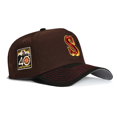 New Era 9Forty A-Frame Sweethearts Seattle Mariners 40th Anniversary Patch Snapback Hat - Brown, Black, Red, Pink