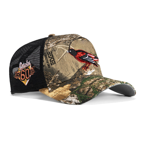New Era 9Forty A-Frame Baltimore Orioles 60th Anniversary Patch Snapback Hat - RealTree
