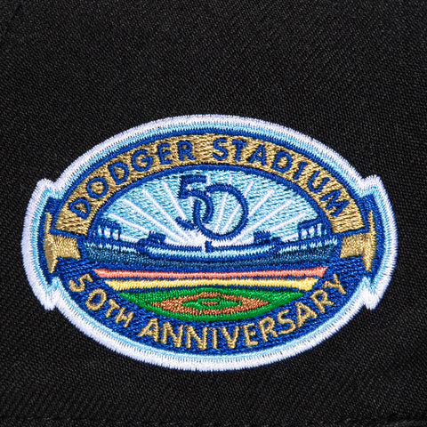 47 Brand Black Dome Sureshot Captain Los Angeles Dodgers 50th Anniversary Patch Snapback Script Hat - Black