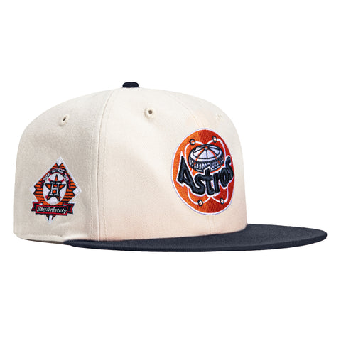 47 Brand Stone Dome Sureshot Captain Houston Astros 25th Anniversary Patch Snapback Logo Hat - White, Navy