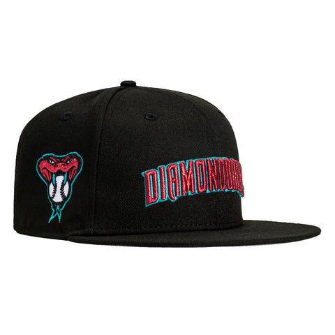 New Era 59Fifty Arizona Diamondbacks Snakehead Logo Patch Word Hat - Black, Red, Teal