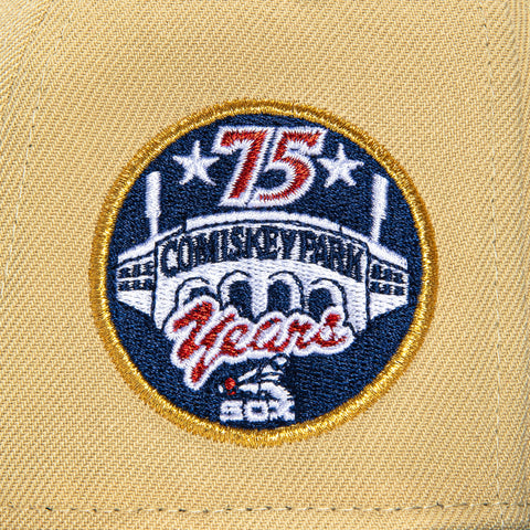 New Era 59Fifty Chicago White Sox 75th Anniversary Patch 1987 Hat - Tan, Navy, Metallic Gold