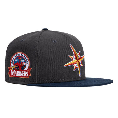 New Era 59Fifty Seattle Mariners 30th Anniversary Patch Turn Ahead the Clock Hat - Graphite, Navy